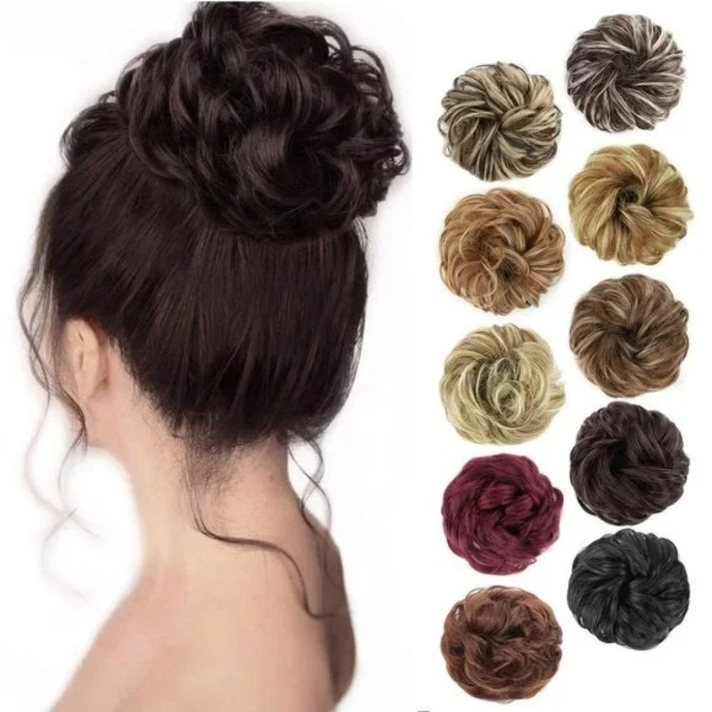 Messy Hair Bun Hair Scrunchies Extension Dark Brown Hair New